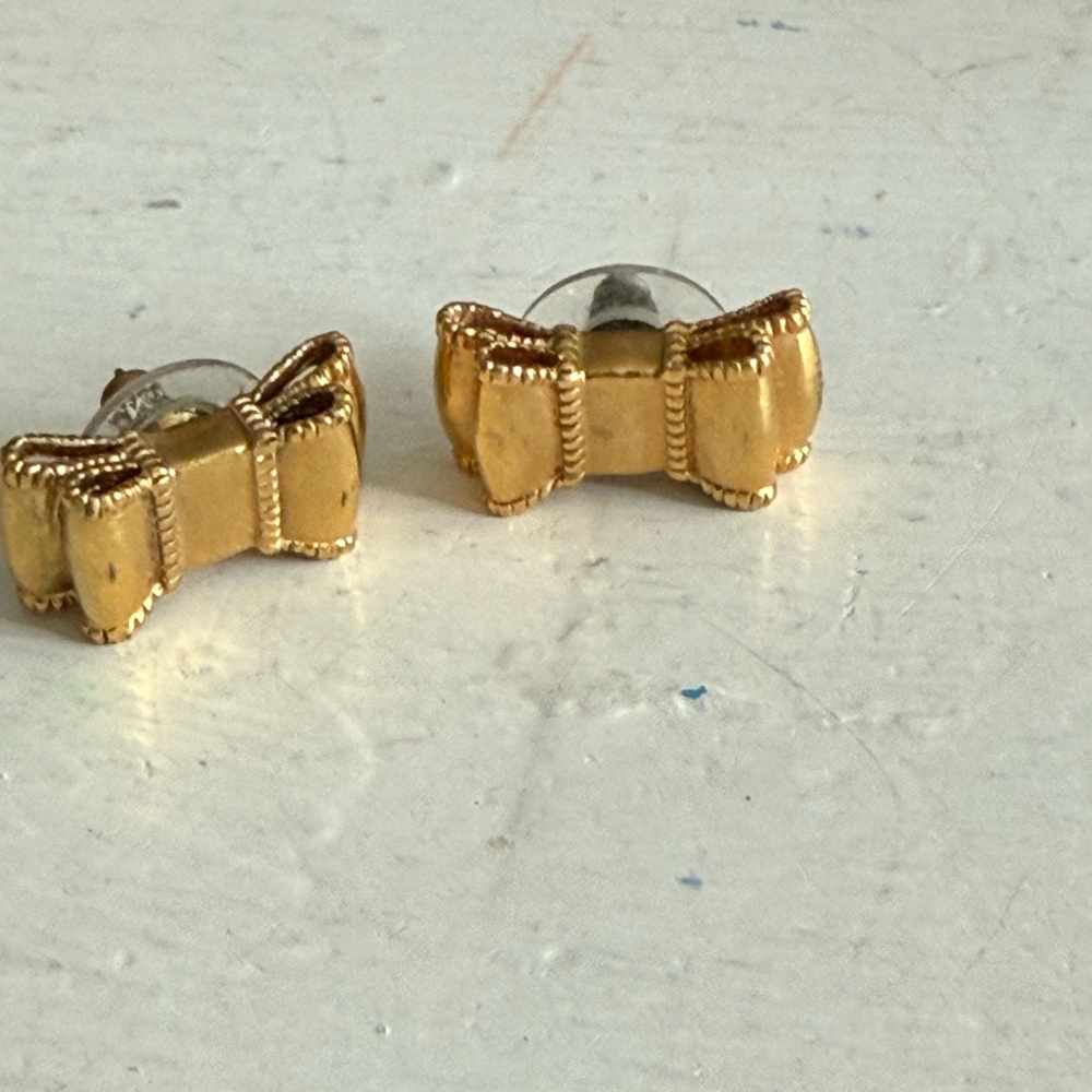 2/$10 Gold Plated Double Bow Pierced Stud Earrings